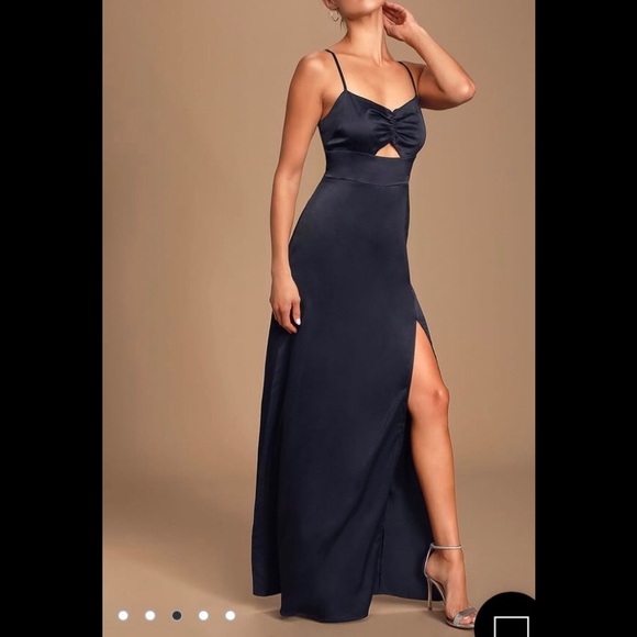 Lulus Dresses & Skirts - Lulus navy blue satin dress 👗